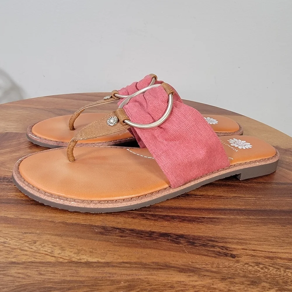 Yellow Box Pink Sandals Size 8 Fabric Thong Flats - Picture 11 of 16